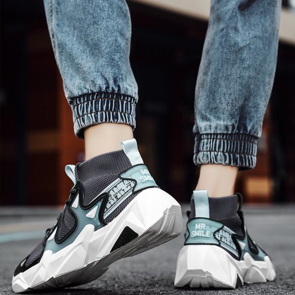 Green High Sock Shoes Men Casual High Top